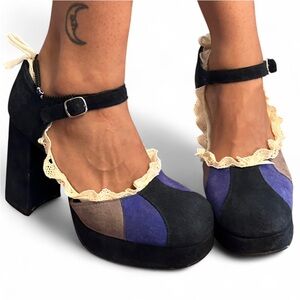 Vintage Colorblock Platform Heels 10.5/11